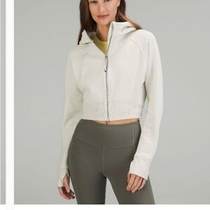 Lululemon Scuba Crop Cream Hooded Zip-Up